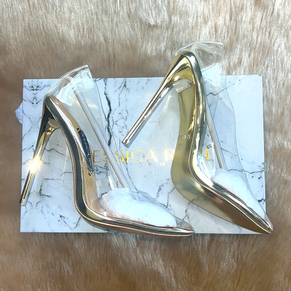 Jessica Rich Clear Stiletto with Gold Heel - Picture 6 of 11